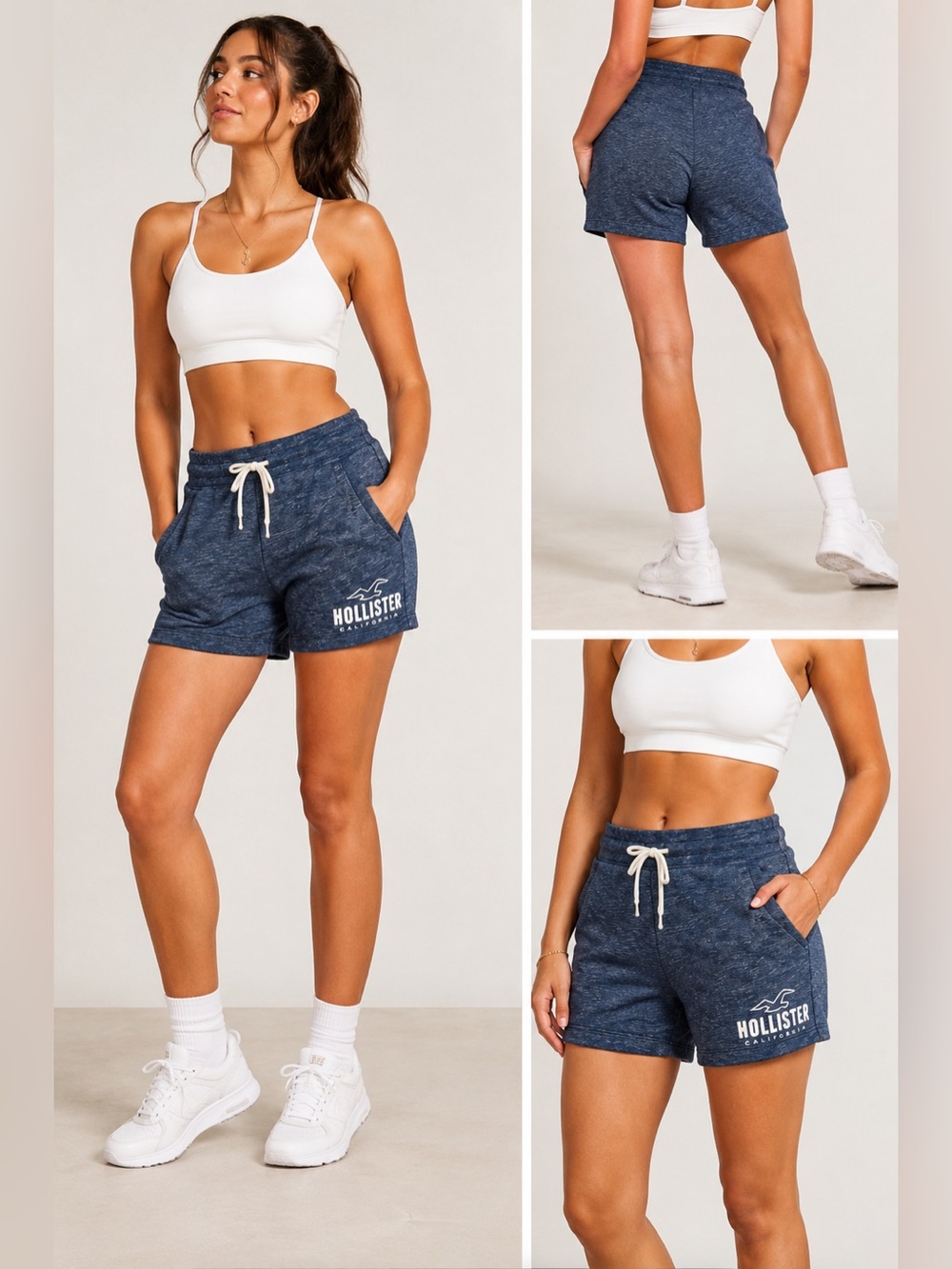 Hollister California Blue Heather Sweat Shorts XS Embroidered Logo *